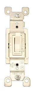 Leviton 1453-2W 15 Amp, 120 Volt, Toggle Framed 3-Way AC Quiet Switch, Residential Grade, Grounding, Quickwire Push-In & Side Wired, White