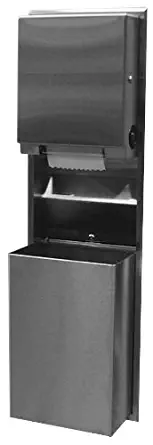 Bobrick 39617 ClassicSeries Stainless Steel Recessed Convertible Paper Towel Dispenser and Waste Receptacle, Satin Finish, 17-3/16" Width x 56" Height x 5-1/8" Depth