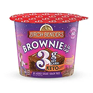 Double Chocolate Brownie Cups by Birch Benders, Grain-Free, Gluten-Free, Keto friendly, only 3 Net Carbs, Just Add Water (8 Single Serve Cups)