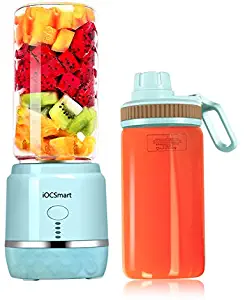 Mini Portable Eletric Personal Blender with 2 Juicer Cup, USB Rechargeable Smart Smoothie Maker Juicer Blender for Shakes Baby Food Mixing Machine with High Borosilicate Glass (Blue)