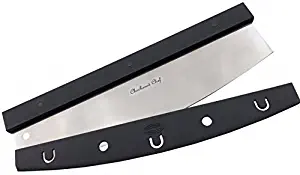 Premium Pizza Cutter by Checkered Chef - Rocker Blade With Protective Cover/Case/Holder/Sheath. Heavy Duty Stainless Steel with Premium Comfort Grip Handle. Dishwasher Safe.