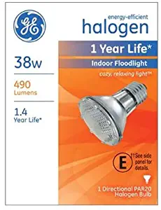 G E Lighting 69163 Halogen Floodlight Bulb, Indoor, Par 20, 38-Watt - Quantity 1