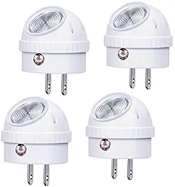 Emotionlite Plug-in Night Lights, Warm White LED Nightlight, 360° Rotation, Dusk to Dawn Sensor, Kids, Adult, Bedroom, Hallway, Bathroom,Kitchen, Stairways, Corridor, UL Listed, 4 Pack