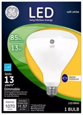 G E LIGHTING 41055 LED Flood Light Bulb, Indoor, Soft White, 1,070 Lumens, 13-Watt - Quantity 3