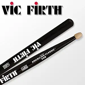 1 PAIRS - BLACK - Vic Firth American Classic 5AB Drum Sticks (WOOD TIP)