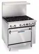 Imperial IR-6-C Gas Restaurant Range 36"W with (6) Open Burners & Convection Oven (222,000 BTU)