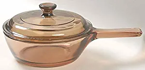 Vintage Corning Ware Pyrex VISION Visions Visionware AMBER ALL GLASS 2 CUP / 0.5L 5-7/8 inch SAUCEPAN + Cover/Lid MADE IN USA