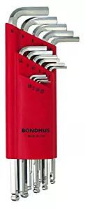 Bondhus 17095 Set of 15 Balldriver L-wrenches w/BriteGuard,sizes 1.27-10mm
