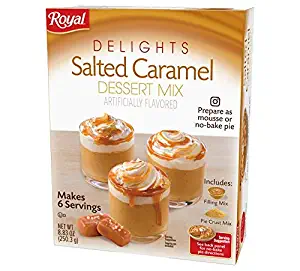 Royal Delights Salted Caramel Dessert Mix, 8.83 Oz. (Makes 6 Servings) – Prepare as Parfait, Mousse, No-Bake Pie – Easy and Fun to Make - Includes Filling Mix and Pie Crust Mix