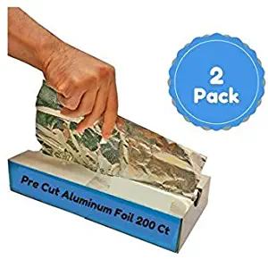 Bake Best Pre Cut Aluminum Foil Sheets Pop Up Interfold Silver Wrappers 2 Pack of 200, Total of 400 Chef's Choice Foil Sheets