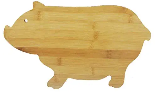 JB Home Collection 4575, Bamboo Wood Pig Cutting Board Pig Shaped Serving Board 13.5" x 7.5"