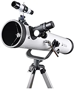 76mm AZ Telescope Moon Observing Reflector Telescope with Tripod and 1.25 Inch 10mm Eyepiece Smartphone Adapter - Get Started with Astronomy
