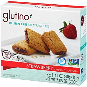 Glutino, Gluten Free, Strawberry Breakfast Bars, 7.05oz Box (Pack of 6)