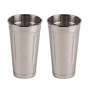 (Set of 2) 30 oz Stainless Steel Malt Cup by Tezzorio, Professional Blender Cup, Milkshake Cup, Cocktail Mixing Cup, Commercial Grade Malt Cups