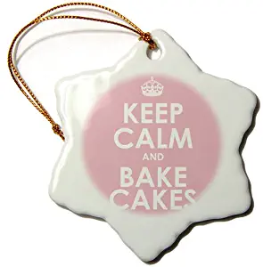 3dRose orn_159619_1 Keep Calm and Bake Cakes. Baker. Dessert. Chef. Pastry Chef-Snowflake Ornament, Porcelain, 3-Inch
