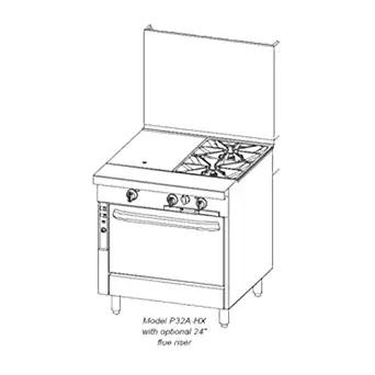 Southbend P32N-HT Platinum Heavy Duty Modular Mount 32" Gas Range w/ 16" Hot Top, 16" Thermostatic Griddle