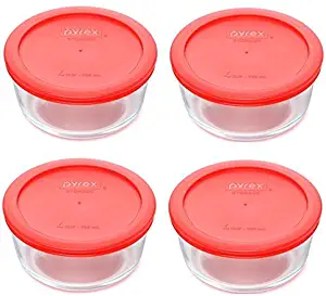 Pyrex 4-cup Storage containers w/Orange LIds - Pack of 4