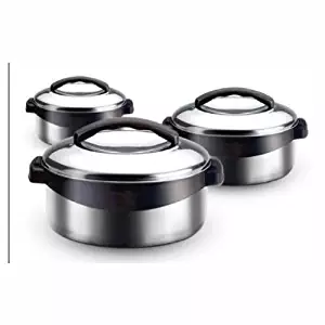 Milton Regent 3-PC All Stainless Steel Thermo Hot Pot Insulated Casserole Keeps Food Warm / Cold for Upto 4-6 Hours