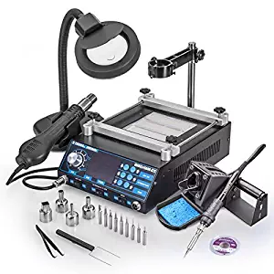 New & Improved X-Tronic MODEL 5040-XR3 All In One Hot Air Rework Soldering Iron Station With Preheater. Now Includes Plug & Play Hot Air Gun With Iron Holder & Sponge Cleaner