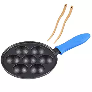 Cast Iron Aebleskiver Pan for Danish Stuffed Pancake Balls by Upstreet (Blue)
