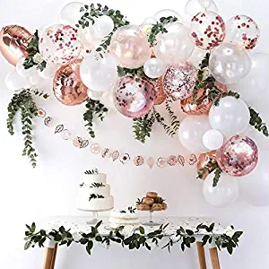 DIY Rose Gold Balloons Garland Kit 70pcs Latex Balloons Confetti Balloons Foil Balloons Combination Arch Garland Banner for Birthday Wedding Party Photo Booth Backdrop Venue Decor (Rose Gold)