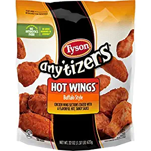 Tyson Any'tizers, Buffalo Style Bone-in Wings, 22 Ounce (Frozen)