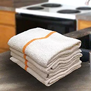 OMNI LINENS 24 Gold/orange Stripe Bar Mops Restaurant Kitchen Commercial Towels 32oz