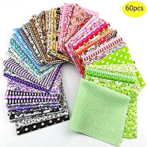 60 Pcs Assorted Craft Fabric Bundle Squares Patchwork Fabric Sets for DIY Sewing Scrapbooking Quilting Dot Pattern