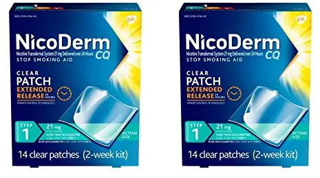 NicoDerm CQ Nicotine Patch 14ct Twinpack, Clear, Step 1 to Quit Smoking, 21mg, 14 Count (Pack of 2)