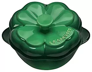 Le Creuset PG1160CL-108E Enameled Mini Clover Stoneware cocotte, 10 Ounce, Emerald