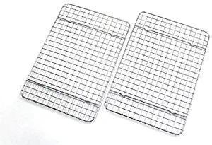 Checkered Chef Cooling Racks For Baking - Quarter Size - Stainless Steel Cooling Rack/Baking Rack Set of 2 - Oven Safe Wire Racks Fit Quarter Sheet Pan - Small Grid Perfect To Cool and Bake