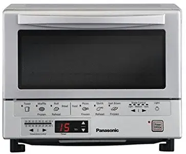 Panasonic FlashXpress Compact Toaster Oven with Double Infrared Heating, Crumb Tray and 1300 Watts of Cooking Power - 4 Slice Countertop Toaster Oven - NB-G110P (Stainless Steel)