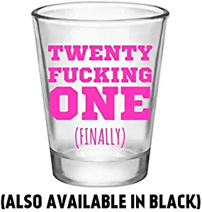 21st Birthday Shot Glass-Novelty Gifts for 21st Birthday-21 Year Old Birthday Gag Gifts-Finally 21 (clear-pink)