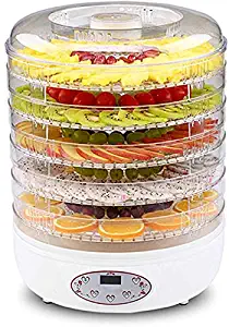 Gpzj Food Dehydrator, Adjustable Thermostat for Temperature Control Patented Technology, 5 Stackable Trays, Digital Timer 250W, BPA Free Dishwasher Safe
