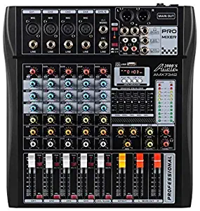 Audio2000'S AMX7342 Six-Channel Audio Mixer with USB Interface and Sound Effect