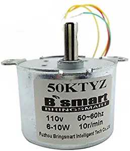 Bringsmart 50KTYZ 110V 10rpm AC Synchronous Motor CW/CCW Gear Motor Low Noise Slow Speed Reducer Motor for Barbecue Motor