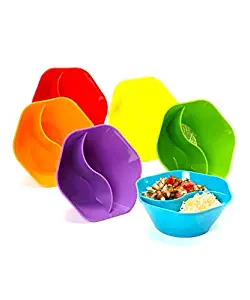 Double Dipper Bowl, Multi Colored, Set of 6