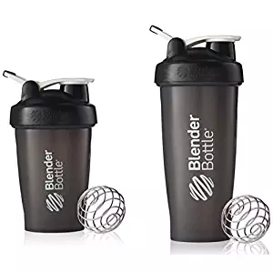 2 Pack Blender Bottle Classic 20 Oz & 28 Oz Classic loop top, Shaker Cup By SUNDESA Protein Shaker, Full Black