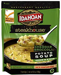 Idahoan Steakhouse Cheddar Broccoli Potato Soup, Made with Gluten-Free 100-Percent Real Idaho Potatoes, 6.6 oz Pouch (Pack of 8)