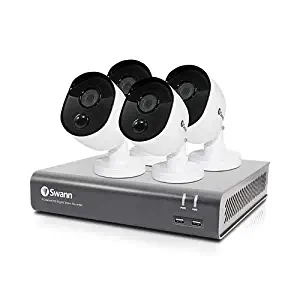 Swann 8 Channel 4 Camera Security System, Wired Surveillance 1080p Full HD DVR 1TB HDD, Indoor/Outdoor, Heat & Motion Detection + Night Vision, Pairs with Google Assistant + Alexa, SWDVK-845804V