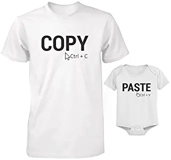 Funny Daddy and Baby Matching T-Shirt and Bodysuit Set - Copy and Paste (DAD-M / BABY-12M)