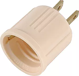 GE Adapter, Converts Outlet to Lamp Socket, Perfect for Workshop, Garage or Utility Room, Polarized Plug, UL Listed, Light Almond, 54173