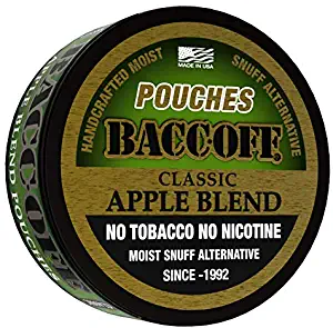 BaccOff, Classic Apple Blend Pouches, Premium Tobacco Free, Nicotine Free Snuff Alternative (10 Cans)