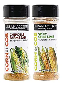 Urban Accents Corn on the Cob Vegetable Seasoning, Chile Lime and Chipotle Parmesan (2-pack)