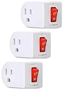 Electes 3 Prong Grounded Single Port Power Adapter with Red Indicator On/Off switch {Value! 3 Pack}