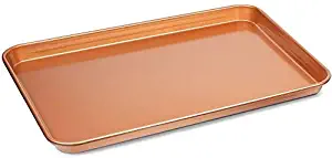 Cookie Sheets Nonstick Copper Coating Baking Pan for Cookies/Baking Vegetables Garlic Breads 15.7" x 11"x 0.8"