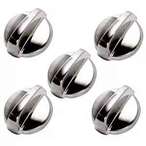 WB03T10284 Burner Control Knobs for GE Stoves, Stainless Steel Finish by PartsBroz - Replaces Part Numbers WB03T10284, AP4346312, 1373043, AH2321076, EA2321076, PS2321076 (Pack of 5)