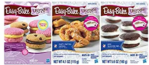 InterC Set of 3 Easy-Bake Oven Mixes Refills , one Each: Party Pretzel Dippers, Chocolate Chip & Pink Sugar Cookies, Mini Whoopie Pies