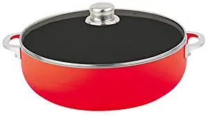 Home Value 3 mm Thickness Nonstick Caldero with Glass Lid, Ceramic Interior (Assorted Sizes), RED (1.9 QT)