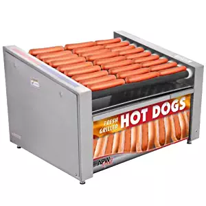 APW Wyott HR-50BW 35" Hot Dog Roller Grill with Chrome Plated Rollers and Bun Warmer - 120V